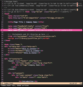 example of HTML syntax highlighting in Hotness theme