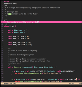 example of PHP syntax highlighting in Hotness theme