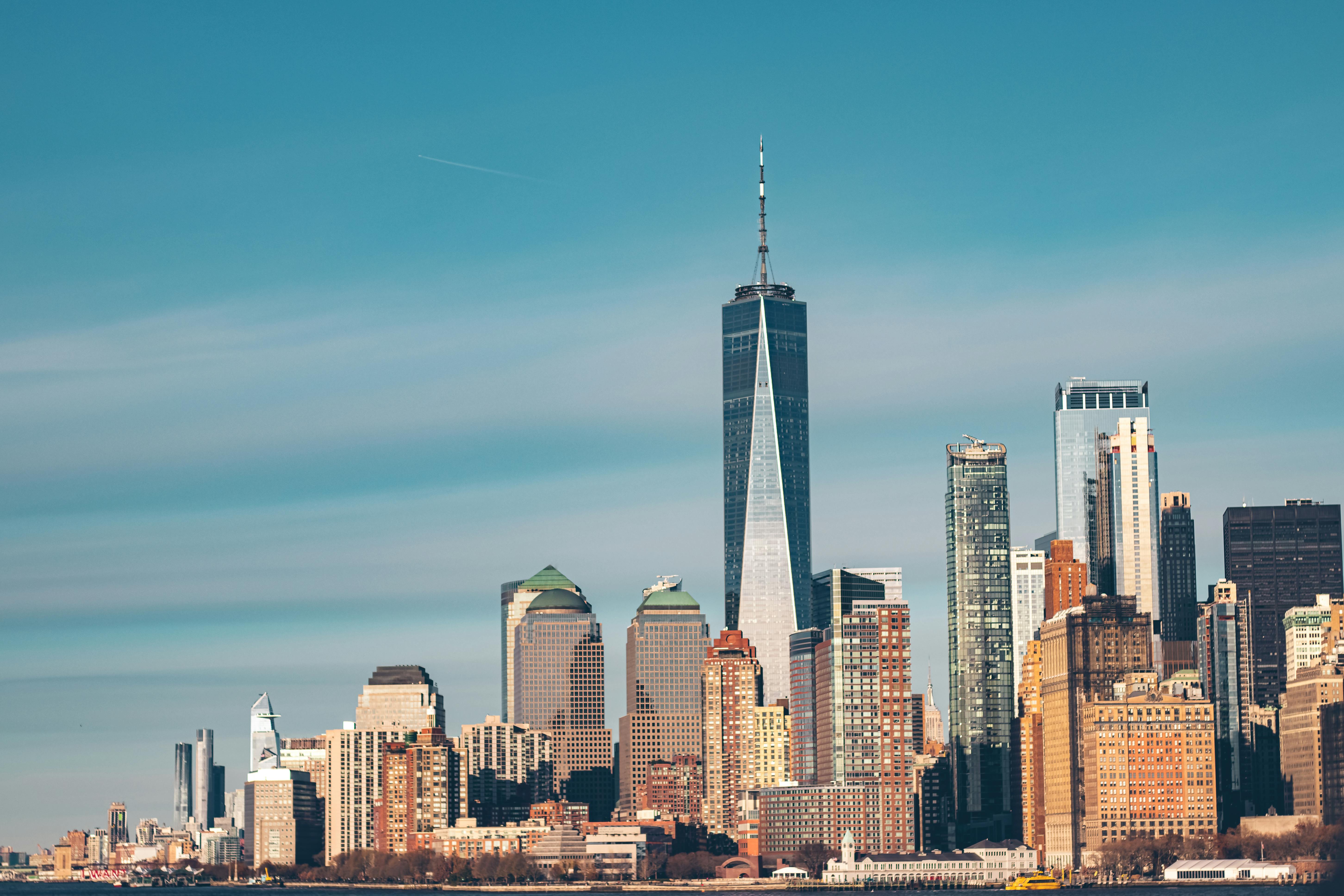 Photo of Southern Tip of Manhattan Skyline, centered on Freedom Tower